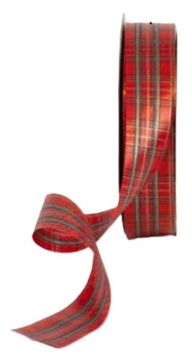Picture of Red Tartan Poly Ribbon 50mm x 50m