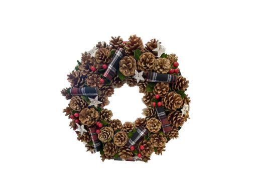 Picture of Ribbon, Star & Berry Wreath 38cm