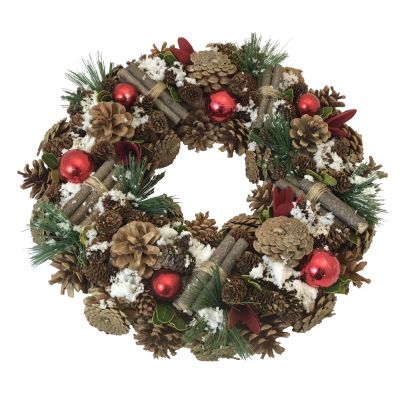 Cinnamon, Red Ball & Cone Wreath 38cm