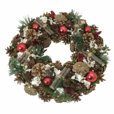 Cinnamon, Red Ball & Cone Wreath 30cm