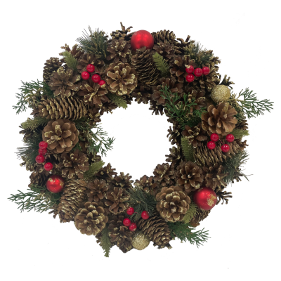 Ball, Fern & Cone Wreath 38cm