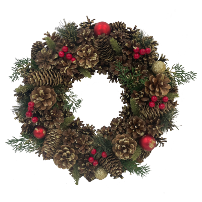 Ball, Fern & Cone Wreath 30cm