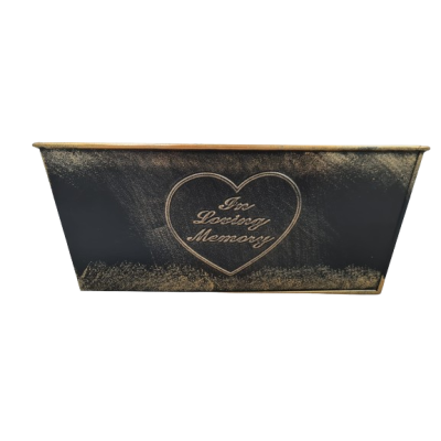 Memorial Zinc Rectangle planter - L24 x W14 x H10cm - Packed in 40's