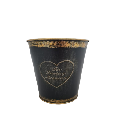 Memorial Zinc Round Planter - D18cm x H16cm - Packed in 60's