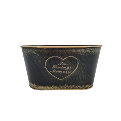 Memorial Zinc Oval Planter - L24 x W13 x H12cm - Packed in 80's