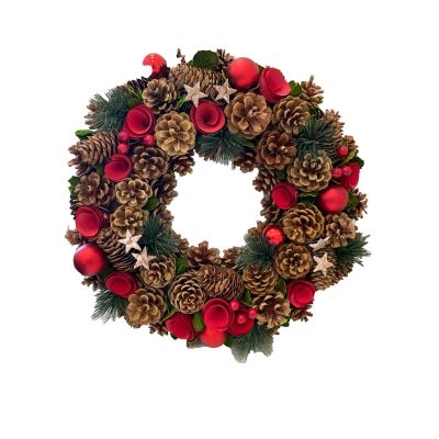 Red Ball, Rose & Star Wreath